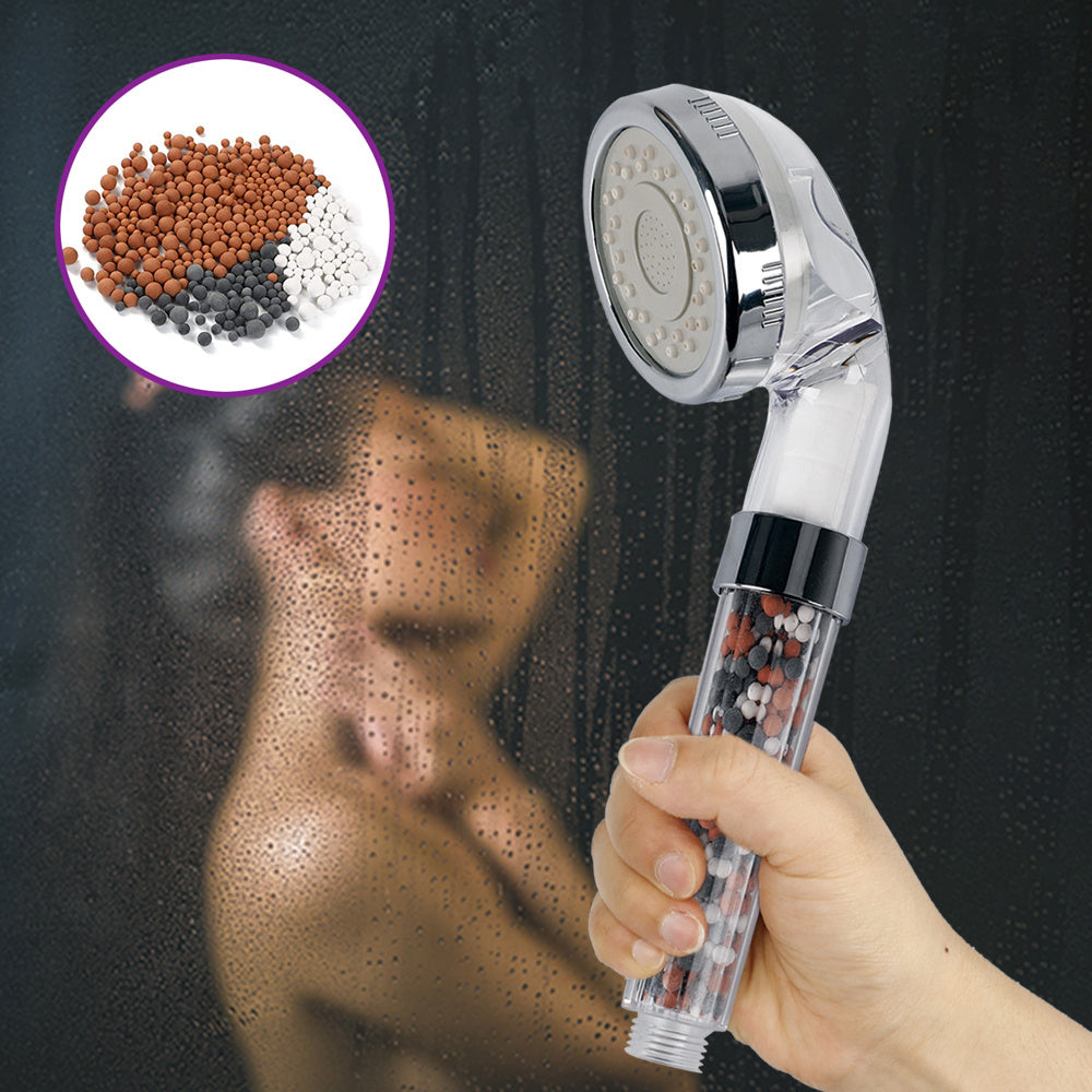 Cabezal Ducha Minerales, Ducha con Filtros Minerales, Calmante y Relajante, Suaviza la Piel, Calma el Malestar del Cuerpo, Filtra Impurezas, Mejora la Presión del Agua, Facil de Instalar