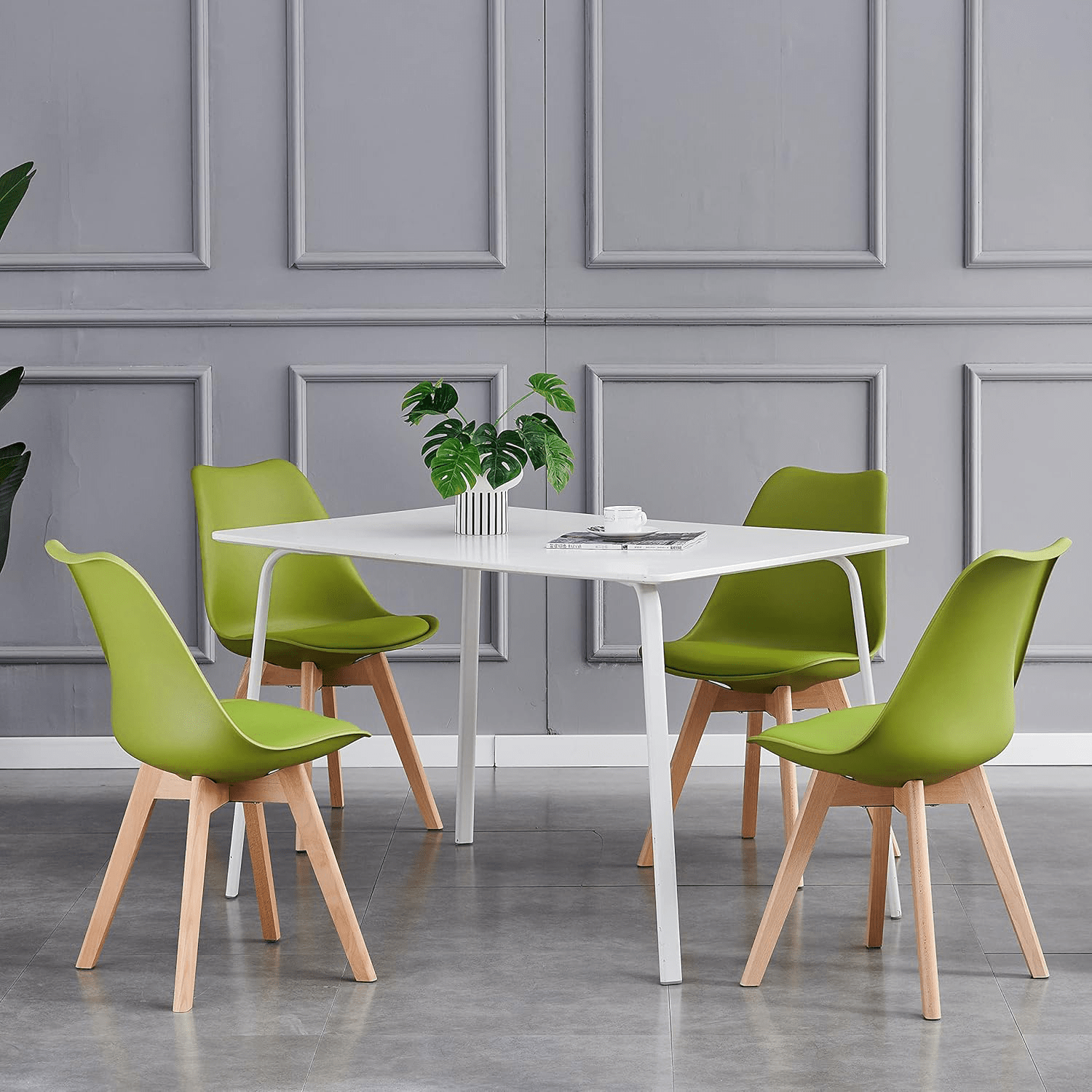 1/2/4/6 Unidad Sillas para Comedor, Sillas para Cocina con Asiento Blando, Tapizado y Patas Resistentes de Madera de Haya, Sillas Nórdicas