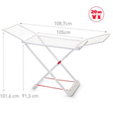 Tendedero Plegable con Alas, 20 Metros de Superficie de Tendido, Hecho de Resina Resistente al Sol y a la Intemperie, 180 x 108 x 55 cm