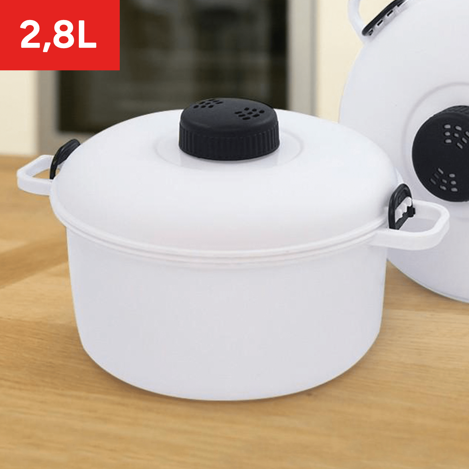 Vaporera Microondas, 2.8L de Capacidad, Cocina al Vapor en el Microondas sin Aceites y sin Grasa, Rápido y Fácil de Usar, Cocina Recetas Sanas en un Instante, Ideal para Carnes, Judías, Arroz, Pollo, Guisos, Pasta, Verduras