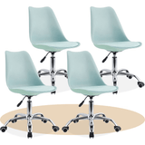 Silla Escritorio Ergonómica con Ruedas, Silla Oficina Giratoria con Altura Ajustable, Acolchada, Estilo Nórdico, Ideal para Estudio y Oficina