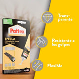 Pattex Special Pegamento Transparente para Plástico, Pegamento de Contacto PVC Rígido y Flexible, Ideal para Reparaciones Multimaterial: Plástico, Cristal, Piedra, Madera y Metal, Fuerte, Flexible y Resistente a Golpes y al Agua, 30g