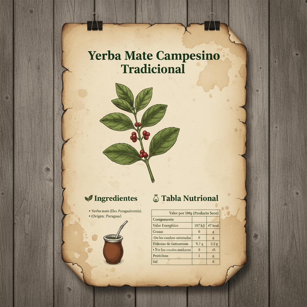 Campesino Yerba Mate, Yerbas para Mate con Sabor a Menta, Té Rico en Vitaminas y Minerales Esenciales, Origen de Paraguay, 500g por Paquete
