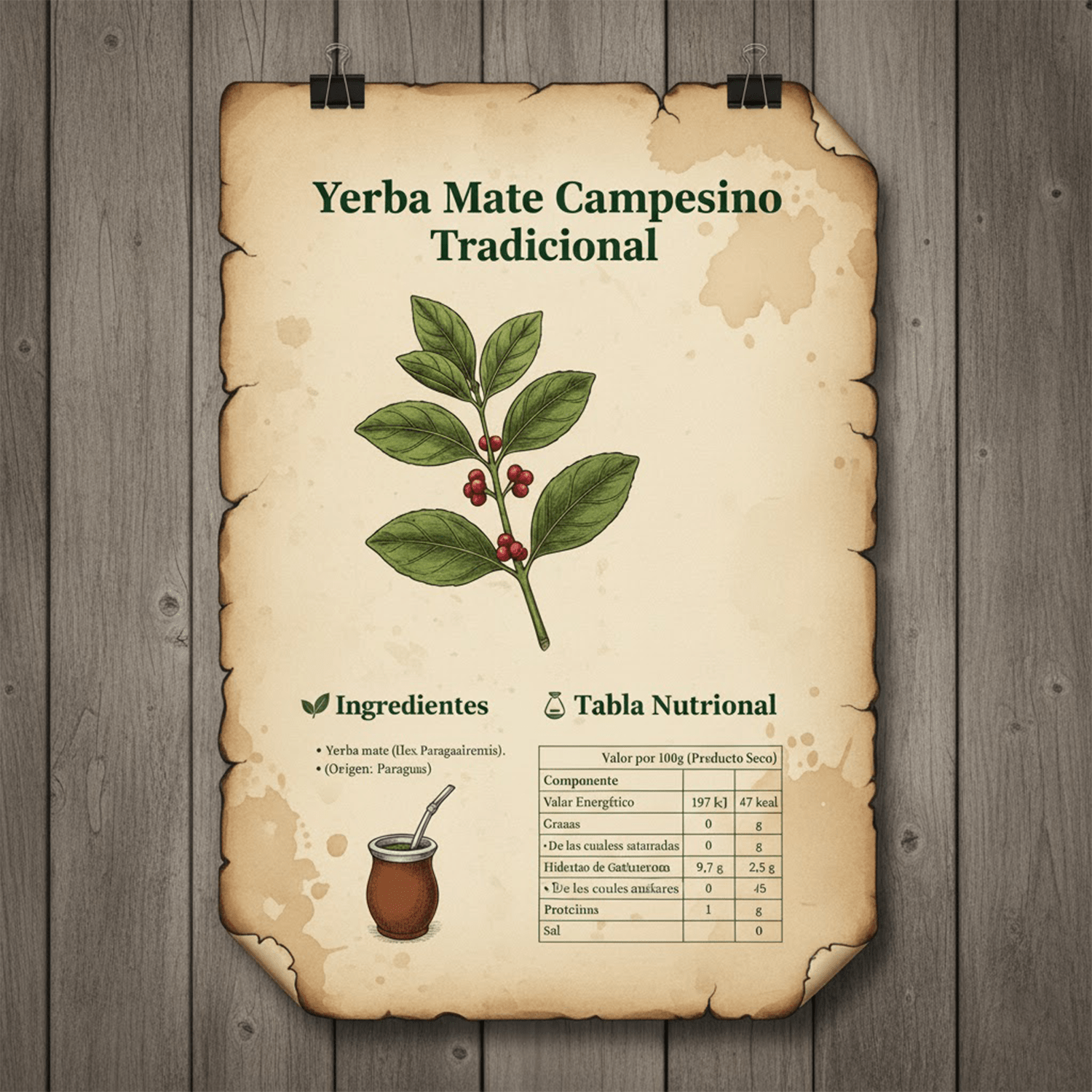Campesino Yerba Mate, Yerbas para Mate con Sabor a Menta, Té Rico en Vitaminas y Minerales Esenciales, Origen de Paraguay, 500g por Paquete