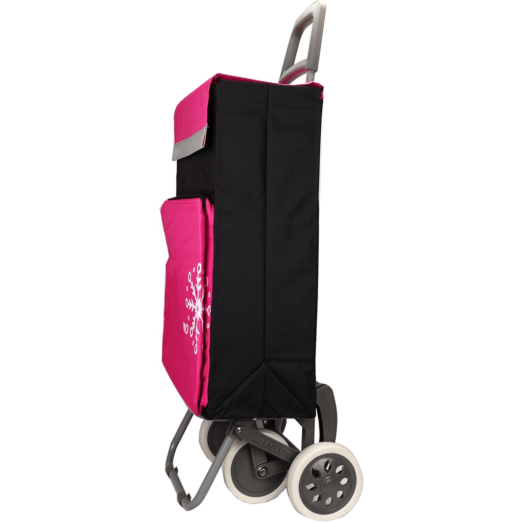 Carro Compra Plegable con Bolsillo Térmico para Congelados, Carro Plegable con Ruedas, Bolsillo Trasero con Cremallera, 2 Compartimentos Extra en Total, Con Capacidad de hasta 54 Litros y 40 Kg de Carga Máxima