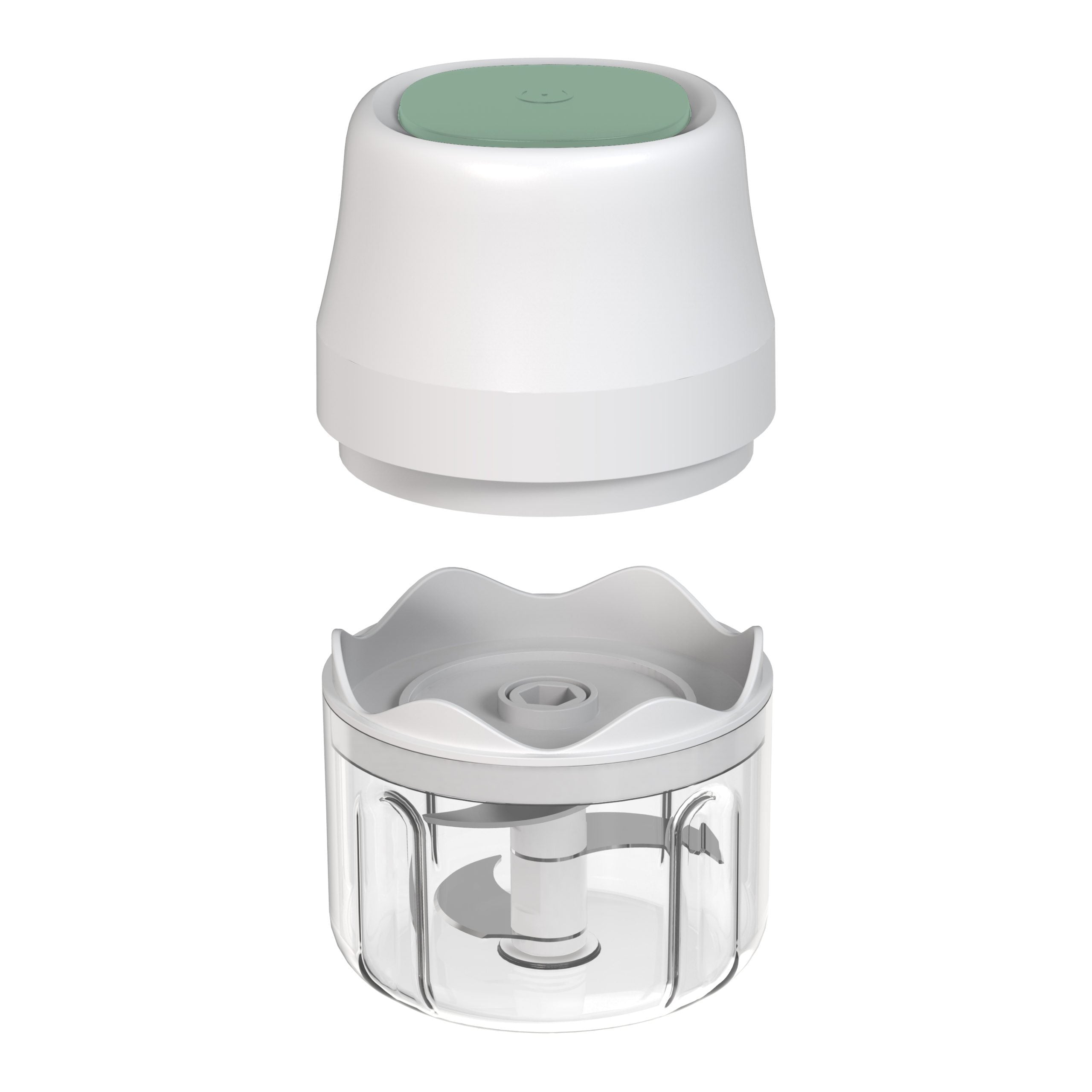 Picadora Electrica de Alimentos Recargable USB, 300ml de Capacidad, Recipiente de Cristal, Batería 1300 mAh, Trocea, Mezcla, Machaca y Muele, Triple Cuchilla de Acero, Resistente, Fácil de Limpiar, Perfecto para Fruta, Verdura, Carne, Hierbas