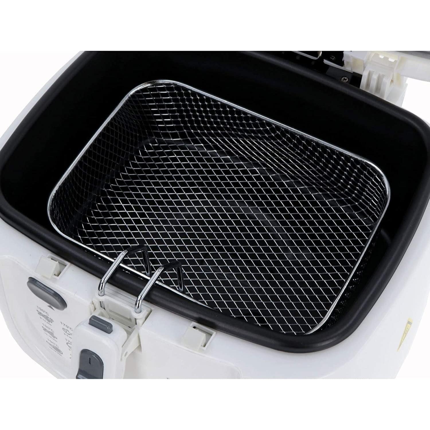 Freidora de Aceite, Freidora Eléctrica con 2,5 Litros de Capacidad, Ventana Superior, Termostato Regulable, Cesta con Mango Abatible, Desmontable para facitilar la Limpieza, Selector de Temperatura: 0ºC-190ºC, Tamaño Compacto, 1,800 W