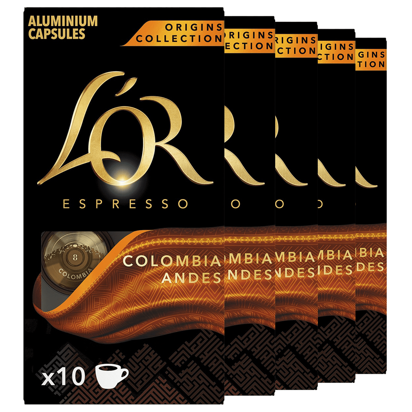 L'Or Espresso Café Cápsulas Colombia Andes Origins Collection, Intensidad 8, 10/50 Cápsulas