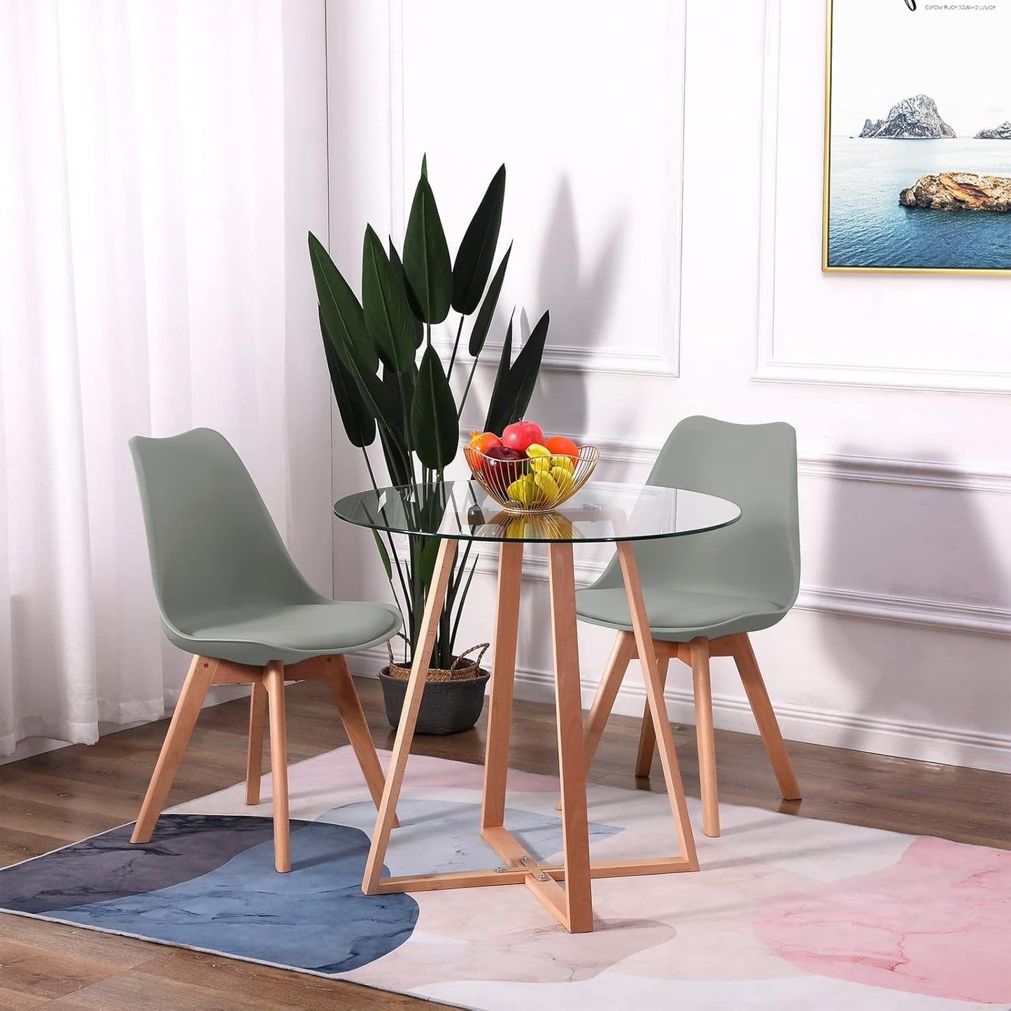 1/2/4/6 Unidad Sillas para Comedor, Sillas para Cocina con Asiento Blando, Tapizado y Patas Resistentes de Madera de Haya, Sillas Nórdicas