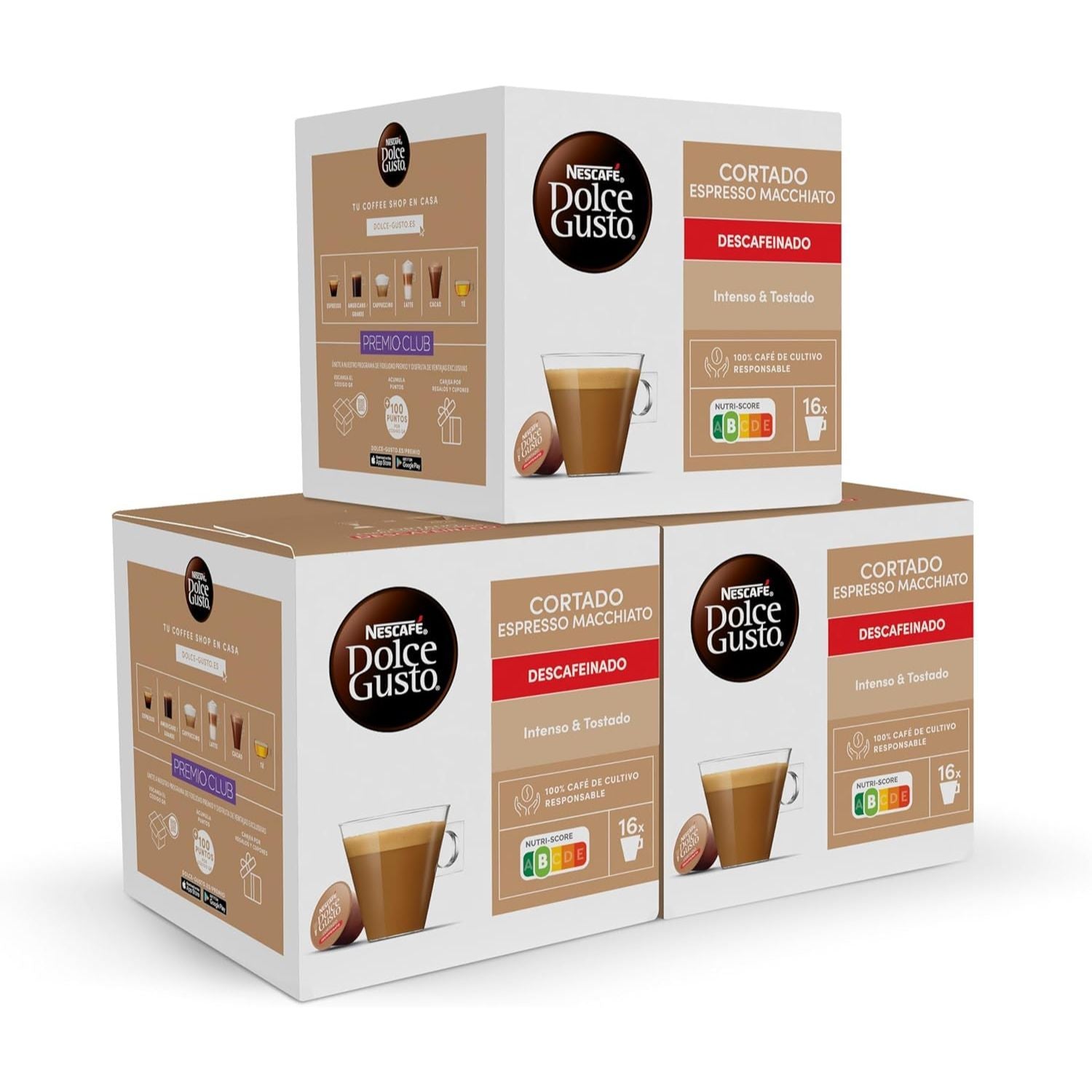 Nescafé Dolce Gusto, Cortado Espresso Macchiato Descafeinado, Intensidad 8, Intenso y Tostado, 16/48 Cápsulas