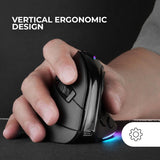 Mars Gaming MM-SK, Ratón Gaming Inalámbrico Vertical Tri-Mode Ergonómico, Iluminación RGB Chroma, Sensor Óptico Pixart 8400DPI, Switches Mecánicos Huano, 9 Botones Programables, Negro