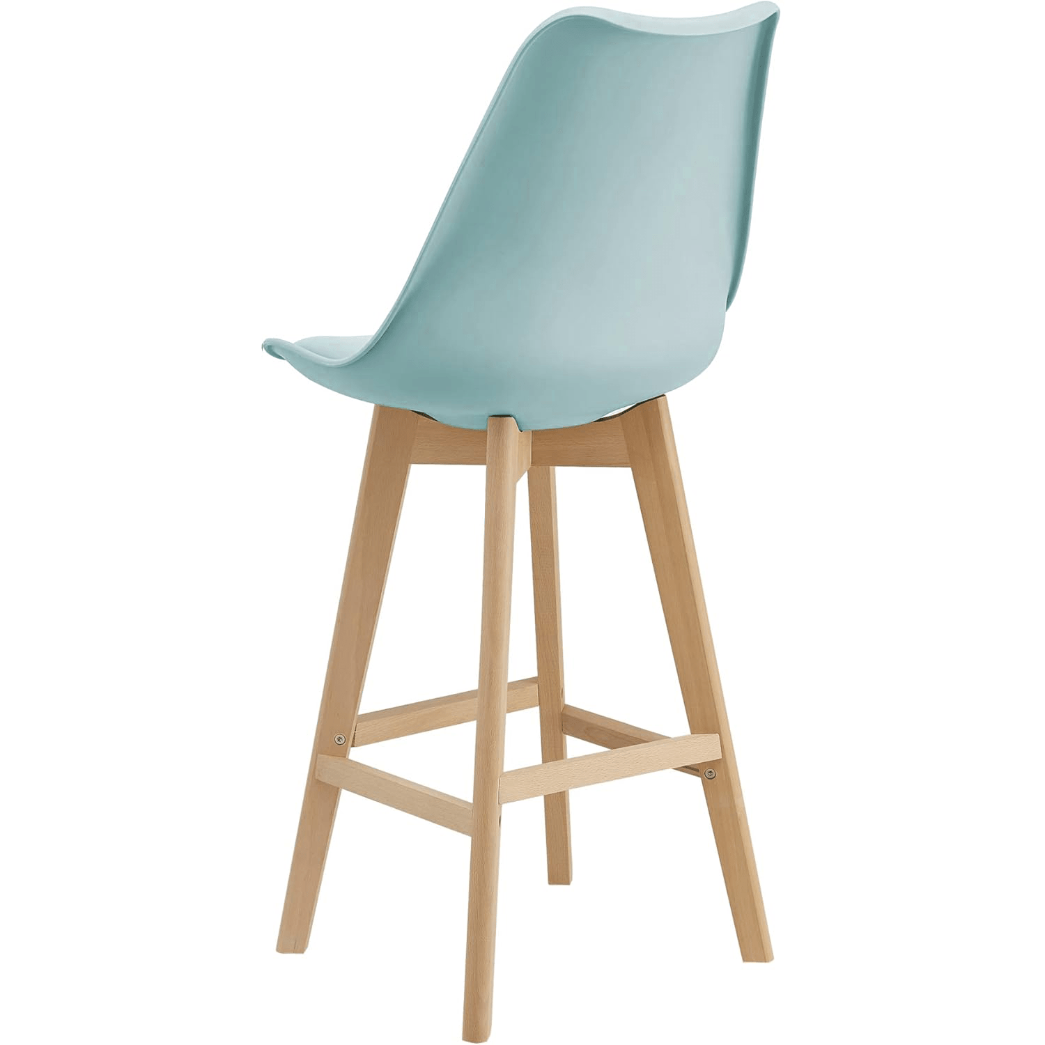 Taburete Alto Cocina con Respaldo, Asiento Blando y Tapizado, Patas Altas Resistentes de Madera de Haya con Reposapiés, Sillas Nórdicas, Ideal para Cocina, Salón, Comedor y Restaurante, 54.5 x 49.5 x 106 cm