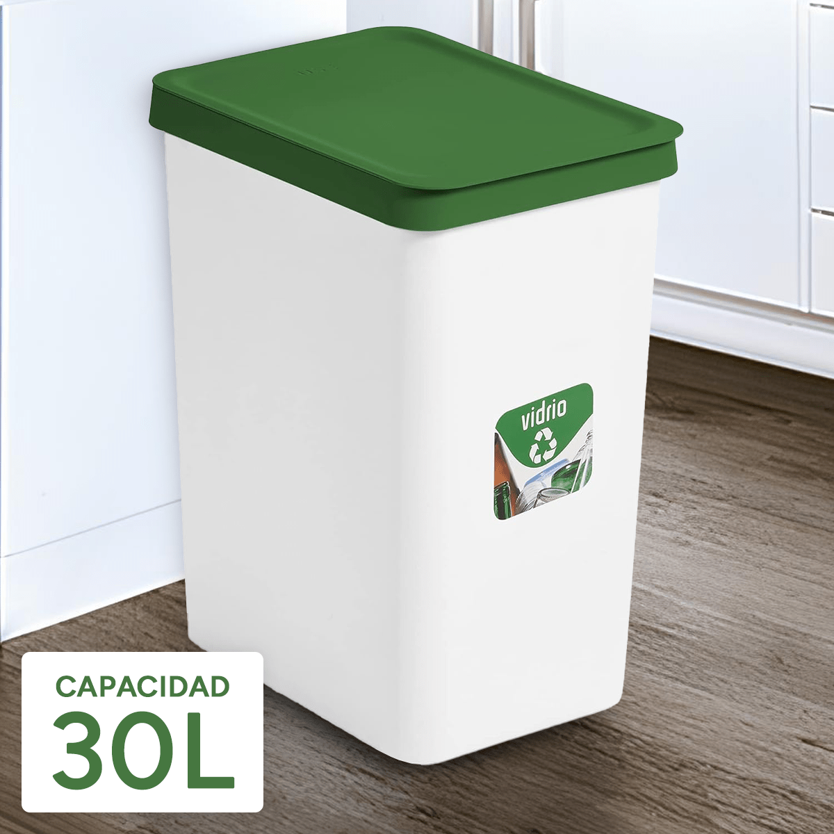 Cubo Basura Cocina de Plástico Resistente, 30L, Cubos de Basura Reciclaje