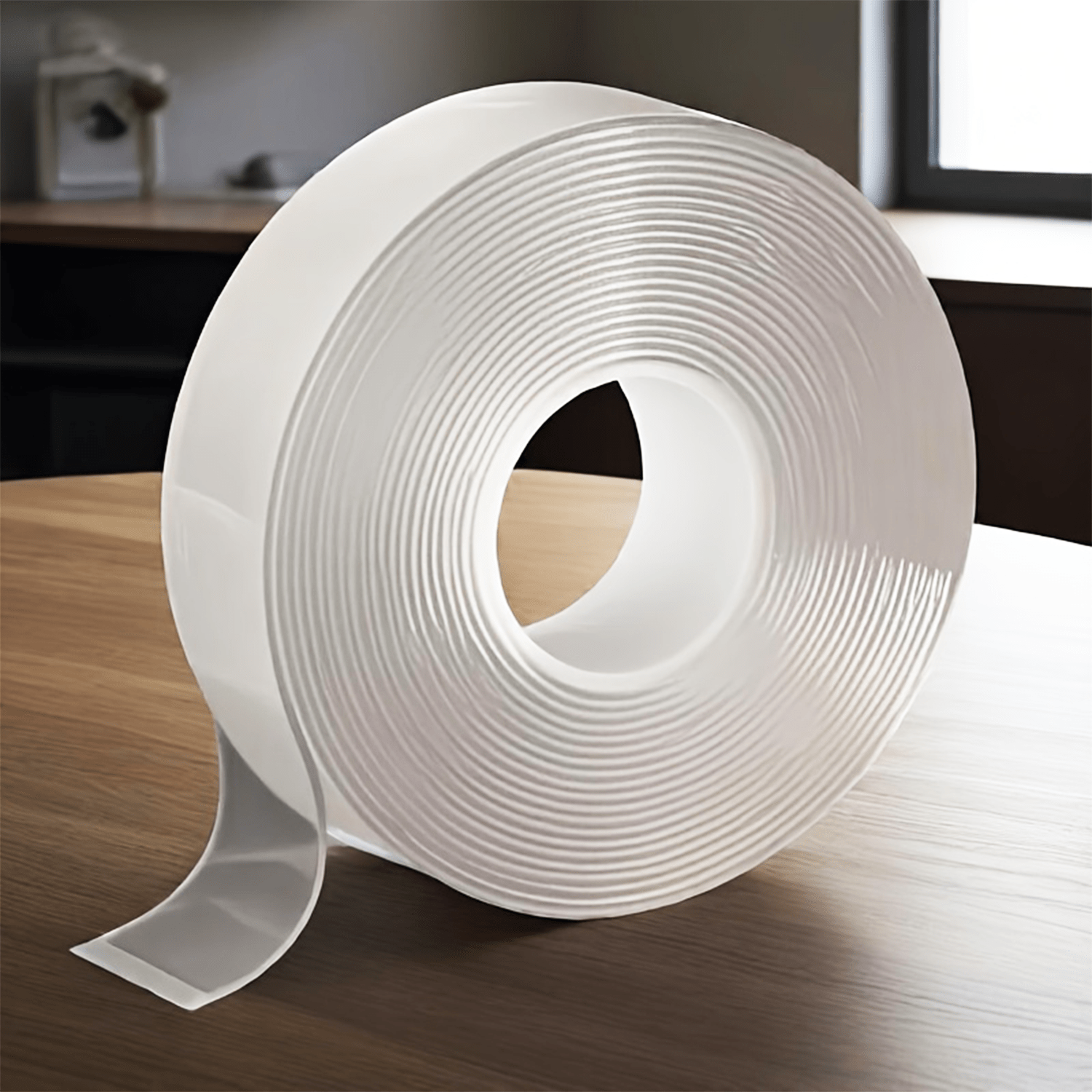 Cinta Adhesiva Doble Cara Extrafuerte de 2cm x 2m, Adhesivo Transparente, No deja Rastros en Pared ni Superficies, Se puede Cortar, Fijación Extrafuerte y Firme, Lavable y Reutilizable, Ideal para Manualidades, Hogar, Oficina, Coche, Armario o Baño