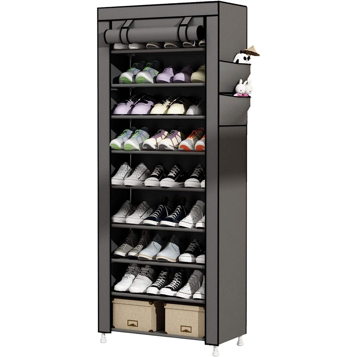 Zapatero Organizador de Tela con Cubierta Frontal, Organizador de Zapatos de Gran Capacidad ideal para Ahorrar Espacio, Organizador de Almacenamiento de Zapatos, Zapatero Multinivel, 60 x 30 x 160 cm