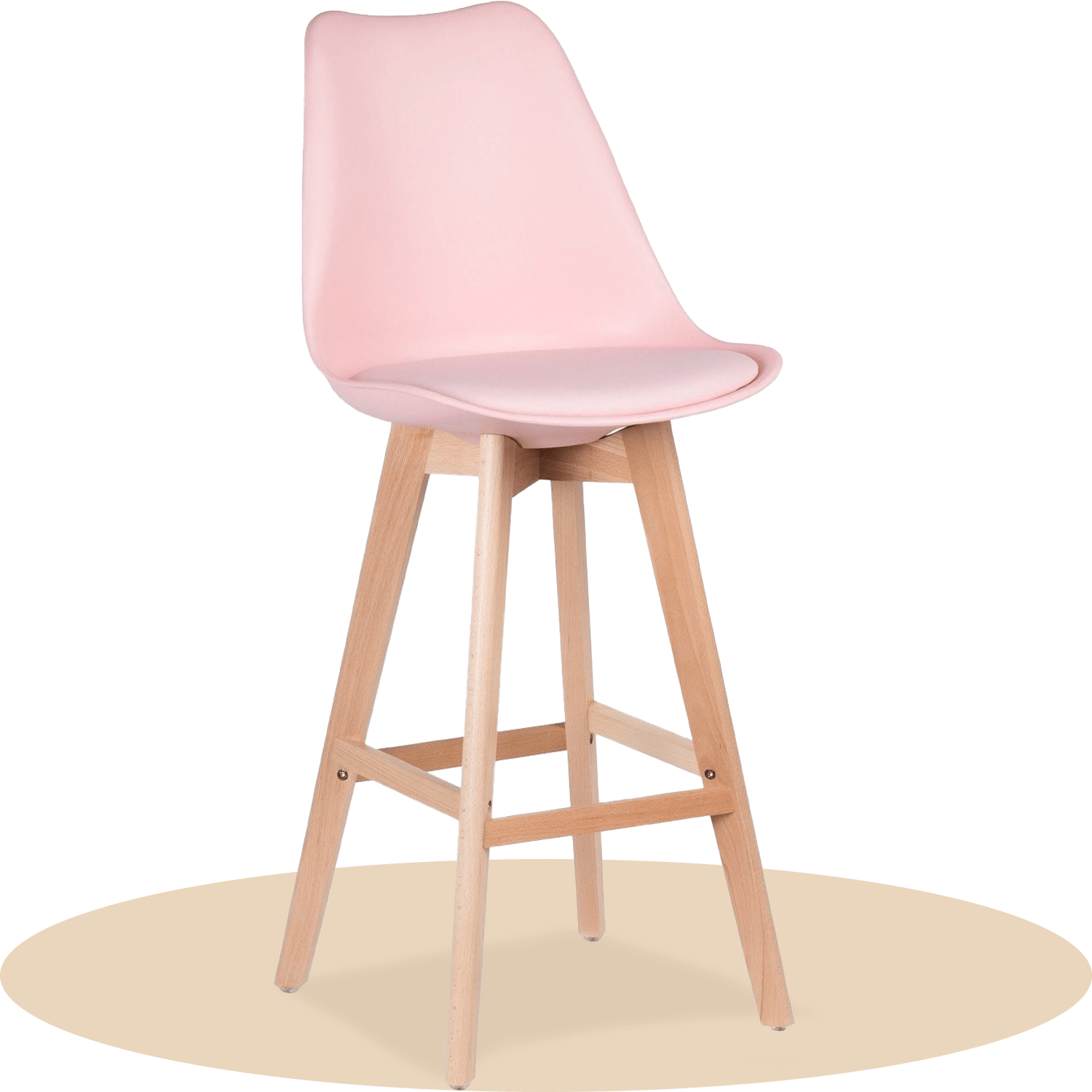 Taburete Alto Cocina con Respaldo, Asiento Blando y Tapizado, Patas Altas Resistentes de Madera de Haya con Reposapiés, Sillas Nórdicas, Ideal para Cocina, Salón, Comedor y Restaurante, 54.5 x 49.5 x 106 cm