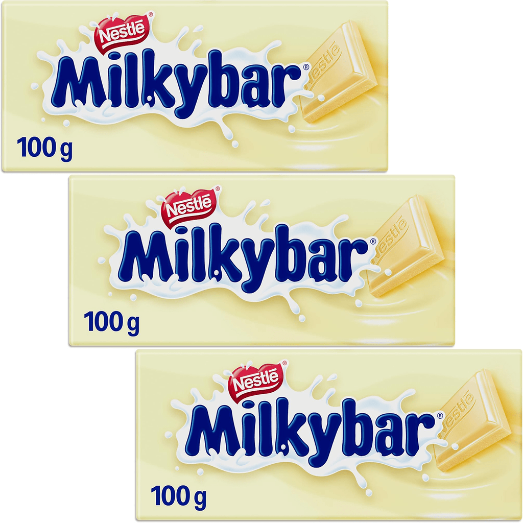 Nestlé Milkybar Chocolate Blanco, 3 Tabletas de Chocolate Blanco, Pack Ahorro de 3 Tabletas de 100g