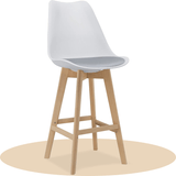 Taburete Alto Cocina con Respaldo, Asiento Blando y Tapizado, Patas Altas Resistentes de Madera de Haya con Reposapiés, Sillas Nórdicas, Ideal para Cocina, Salón, Comedor y Restaurante, 54.5 x 49.5 x 106 cm