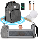Mochila Cuna Bebe Portatil Multifuncional, Mochila para Pañales con Cuna, Mochila Cambiador Multifuncional para Pañales y Almacenaje de Artículos para Bebé, Múltiples Compartimentos, Graduable y Resistente, Incluye Ganchos para Carro