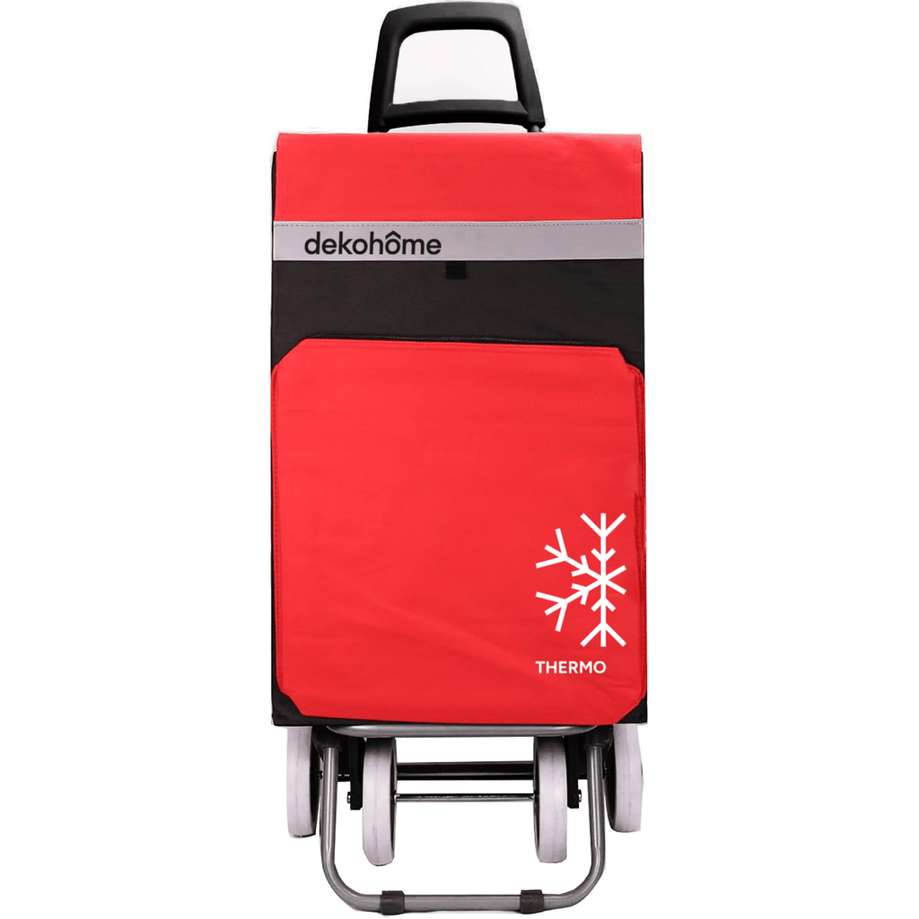 Carro Compra Plegable 4 Ruedas con Bolsillo Térmico para Congelados, Carro Plegable con Ruedas, 54 Litros de Capacidad y 40 Kg de Carga Máxima, Compartimentos Extra, Ruedas Grandes Resistentes para Facilitar el Movimiento y el Transporte del Peso
