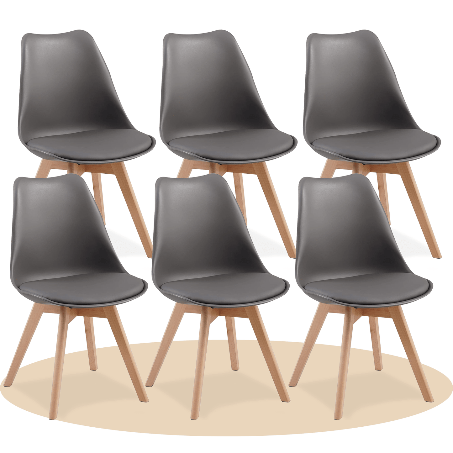 1/2/4/6 Unidad Sillas para Comedor, Sillas para Cocina con Asiento Blando, Tapizado y Patas Resistentes de Madera de Haya, Sillas Nórdicas