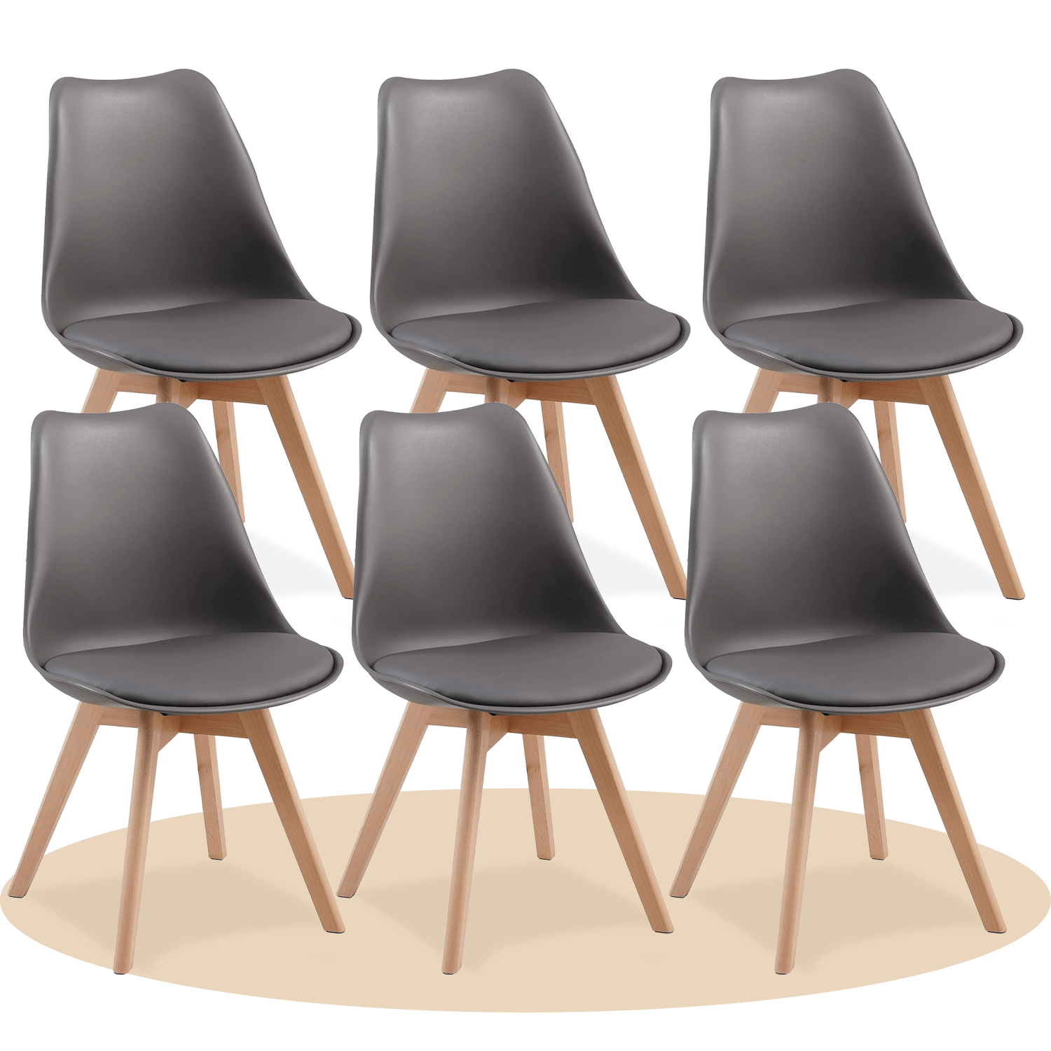 1/2/4/6 Unidad Sillas para Comedor, Sillas para Cocina con Asiento Blando, Tapizado y Patas Resistentes de Madera de Haya, Sillas Nórdicas