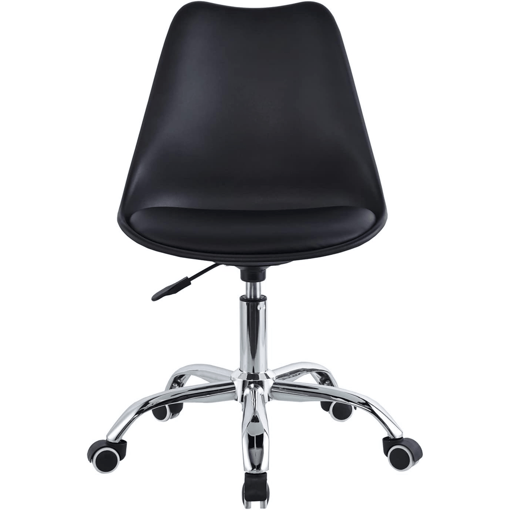 Silla Escritorio Ergonómica con Ruedas, Silla Oficina Giratoria con Altura Ajustable, Acolchada, Estilo Nórdico, Ideal para Estudio y Oficina