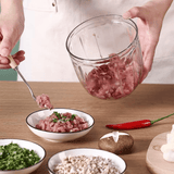 Picadora de Alimentos, Picadora Manual de Cocina, 900ml de Capacidad, Trocea, Mezcla, Machaca y Muele, 5 Cuchillas de Acero Inoxidable, Resistente, Fácil de Limpiar, Perfecto para Fruta, Verdura, Carne, Hierbas