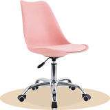 Silla Escritorio Ergonómica con Ruedas, Silla Oficina Giratoria con Altura Ajustable, Acolchada, Estilo Nórdico, Ideal para Estudio y Oficina