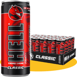 HELL ENERGY Bebida Energética, Refresco Energético con Vitaminas B2, B3, B5, B6 y B12, Pack 12/24/48 Latas de 250ml