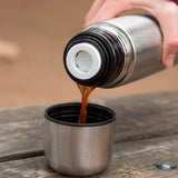 AKTIVE Botella Térmica de Acero Inoxidable con Doble Aislamiento, Mantiene Bebidas Calientes o Frías por 24 Horas, Tapa Antifugas, 500 ml, Plateado