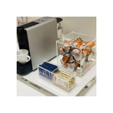 Caja de almacenamiento de cápsulas de café acrílica con tapa abatible, organizador transparente a prueba de polvo para cápsulas de café, compatible con uso doméstico y de oficina