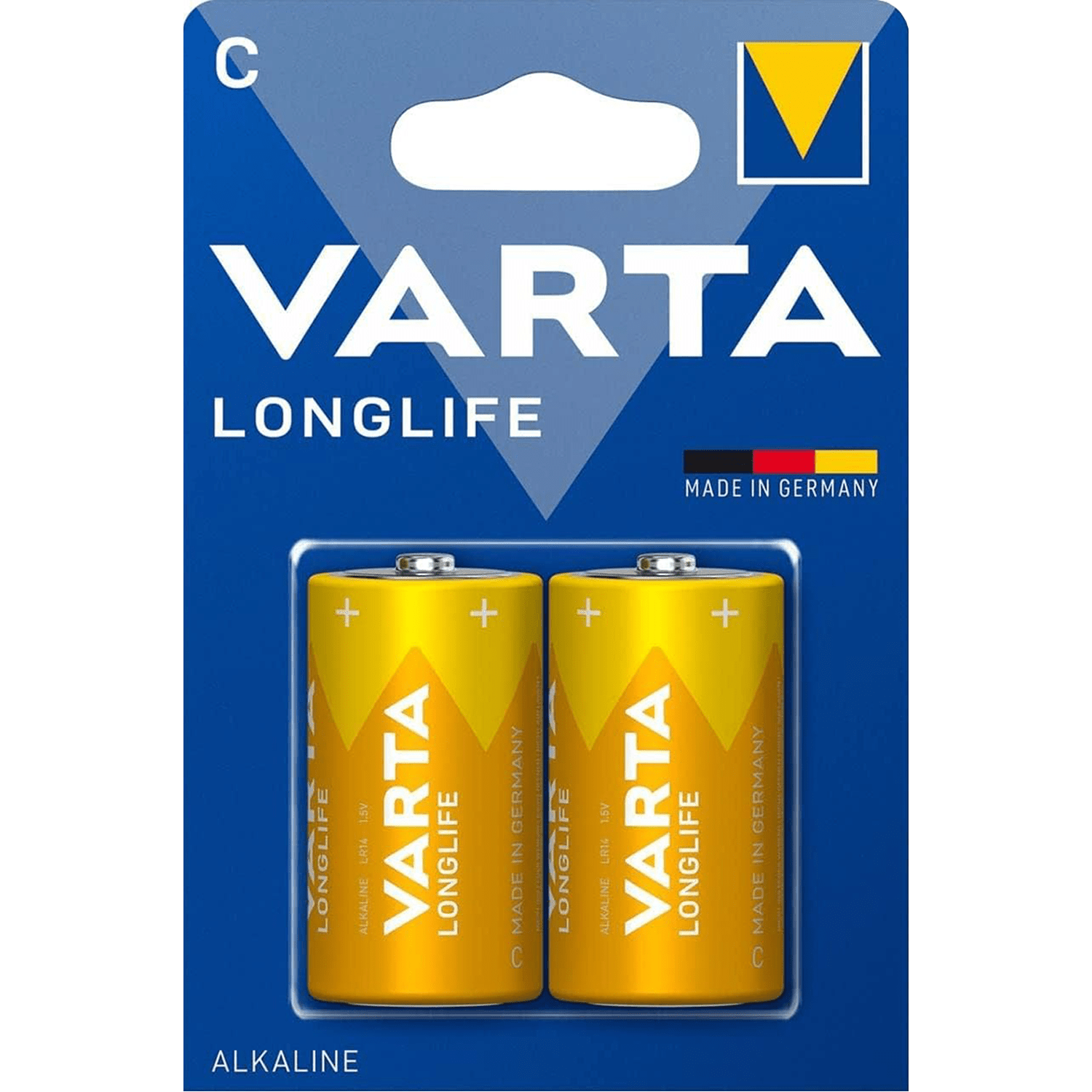 Pilas C Alcalinas de Alto Rendimiento, VARTA Longlife, Ultra Larga Duración, Energía Potente y Continua, Ideal para Linternas de Alto Consumo, Radios Portátiles, Juguetes por Control Remoto, Relojes, Despertadores y Dispositivos con Alta Demanda