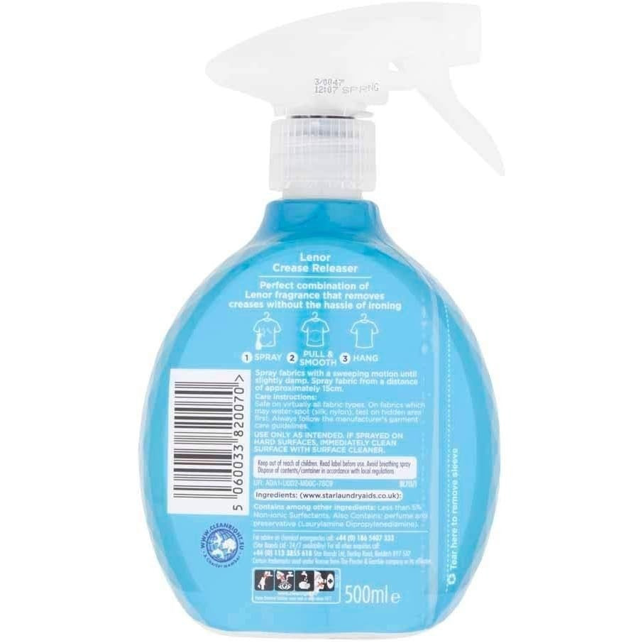 LENOR Eliminador de Arrugas para la Ropa, Fragancia Frescor de Abril, Elimina Arrugas, Refresca los Tejidos, Reduce la Estática y Elimina los Olores, Ideal para Ropa y Ropa de Cama, 500ml por Botella