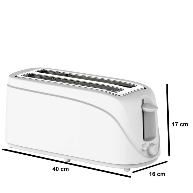 Tostadora de Pan de Molde de 4 Rebanadas, 6 Niveles de Tostado, Botón de Parado, Capacidad para 4 Rebanadas, Ranura de Acero Inoxidable, Bandeja Recogemigas, 220V-240V/50Hz, 1300W
