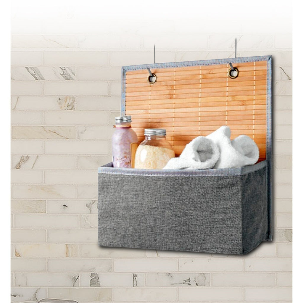 Organizador de Almacenamiento, Cesto Almacenaje Plegable, Baul de Almacenamiento hecho de Bambú Resistente de 1cm de Grosor, Capa Frontal e Inferior Reforzadas, Ideal para ser Colgado, Gran Capacidad, 33.5 x 35.5 cm