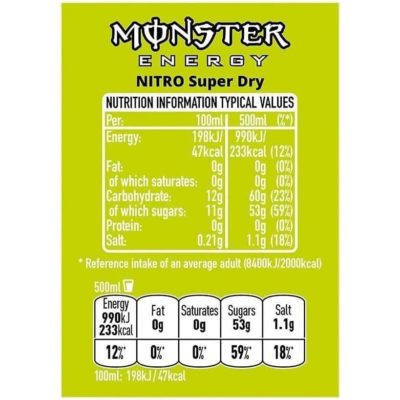 MONSTER ENERGY Bebida Energética, Refresco Energético, Pack 12/24 Latas de 500ml