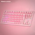 Mars Gaming MK023, Teclado Gaming TKL, Tecnología Híbrida H-Mech, Iluminación FRGB Rainbow, Anti-ghosting, Compatibilidad Universal, Rosa, Idioma Francés