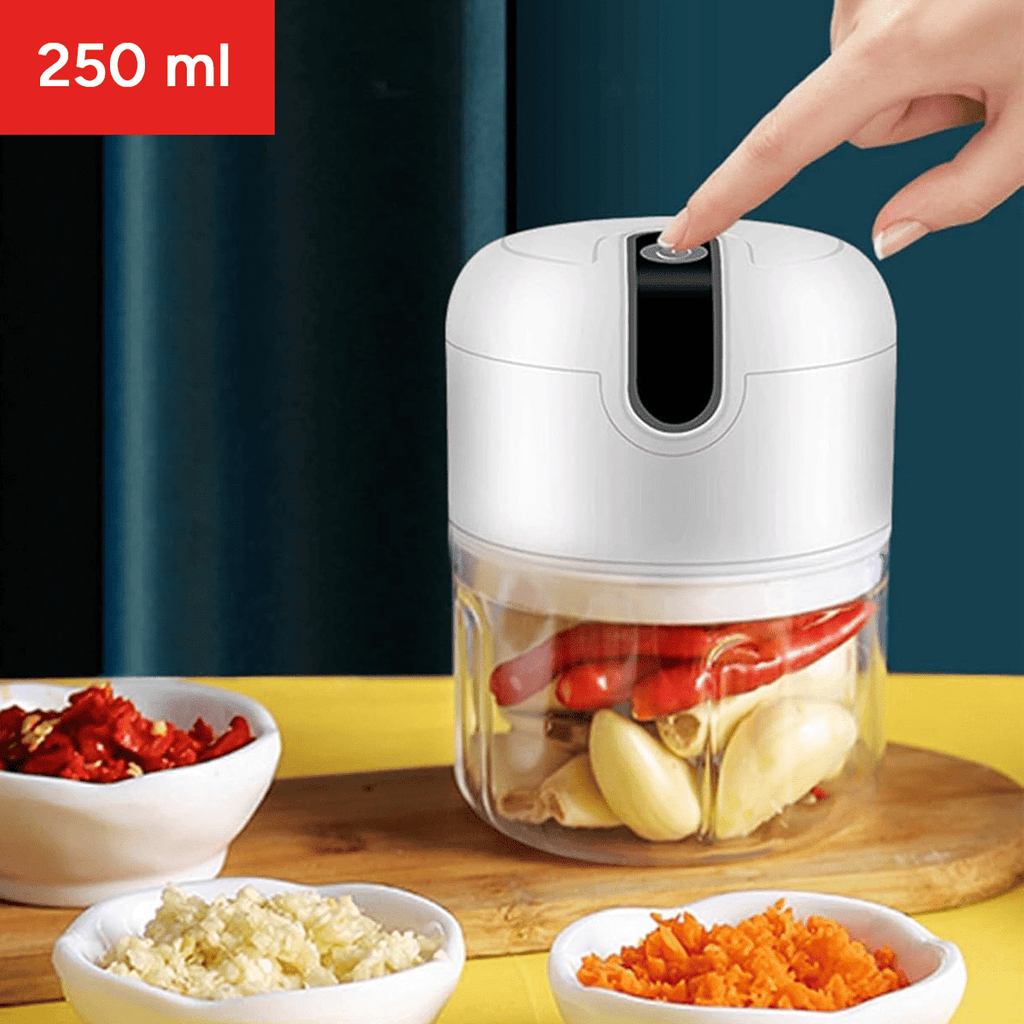 Picadora de Alimentos, Picadora Manual de Cocina, Picadora Electrica de Alimentos, Trocea, Mezcla, Machaca y Muele, Triple Cuchilla de Acero, Resistente, Fácil de Limpiar, Perfecto para Fruta, Verdura, Carne, Hierbas