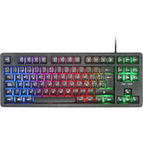 Mars Gaming MK023, Teclado Gaming TKL, Tecnología Híbrida H-Mech, Iluminación FRGB Rainbow, Anti-ghosting, Compatibilidad Universal, Negro, Idioma Español