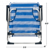 Silla Plegable Playa Reclinable y Resistente. Soporta hasta 100kg. Posición fija. Sistema Antivuelco. Ideal para Playa, Jardín, Terraza o Camping. 44x40x72cm