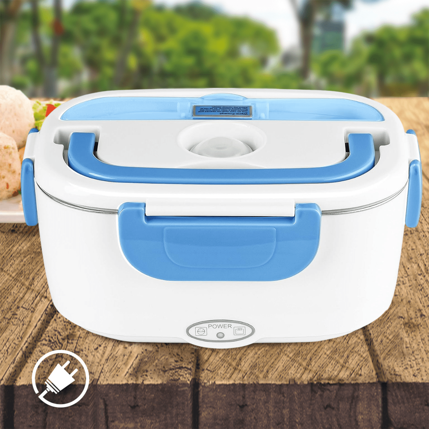 Caja Termica Portatil con 2 Compartimentos, Lonchera Electrica con Asa de Transporte, 1L de Capacidad, Calienta en Pocos Minutos, Enchufe para Casa Incluido, Espacio para Cubiertos con Cuchara Incluida, Fácil Limpieza
