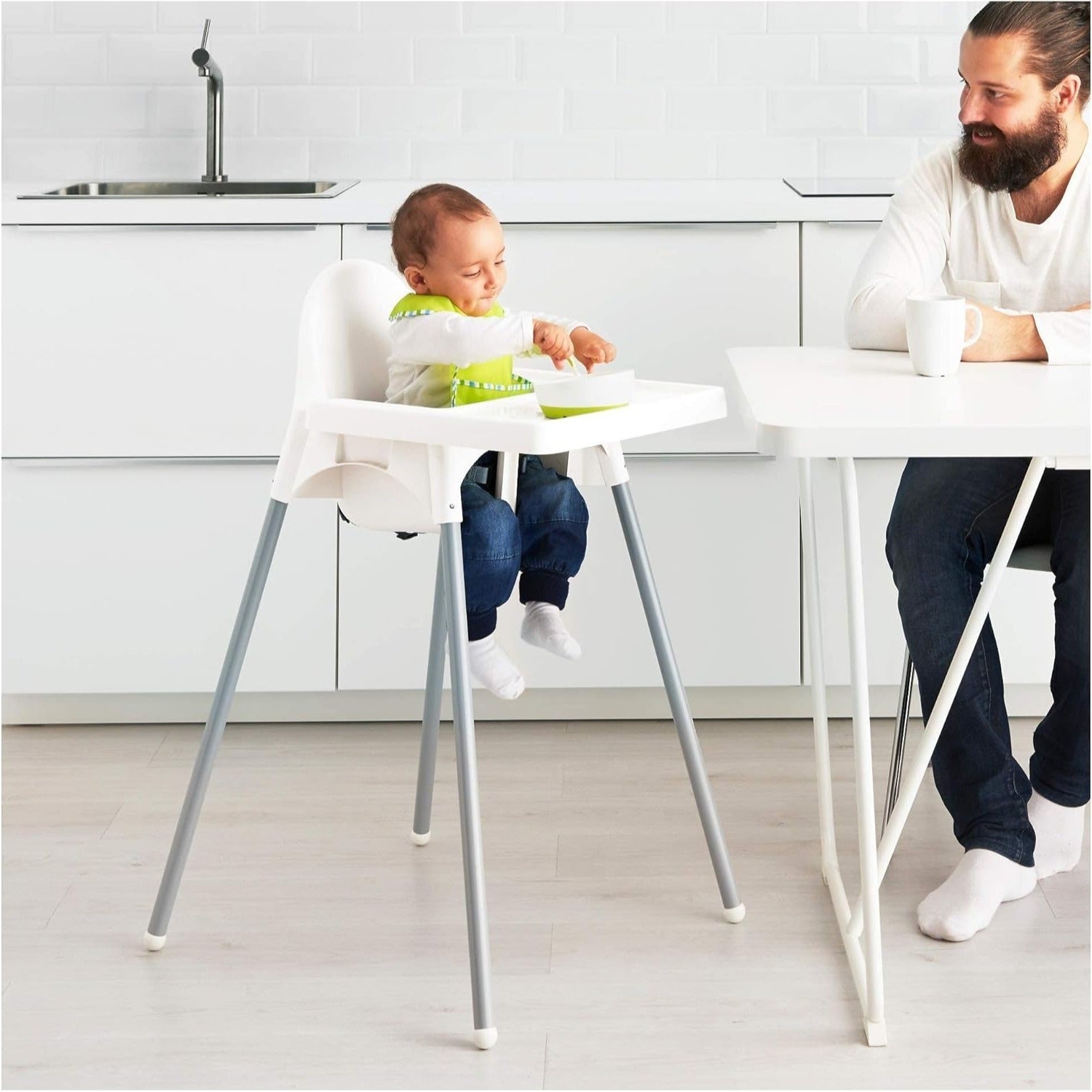 Trona Bebe Portátil, Fácil de Desmontar y Transportar, Segura, Estable y Resistente, Incluye Cinturón de Seguridad, Trona Bebé para Comer
