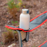 AKTIVE Silla de Camping Plegable para Playa, Pesca y Exteriores con Apoyabrazos y Portavasos Integrado, Capacidad de hasta 110 kg, 45x47x82 cm, Gris Marengo con Rojo