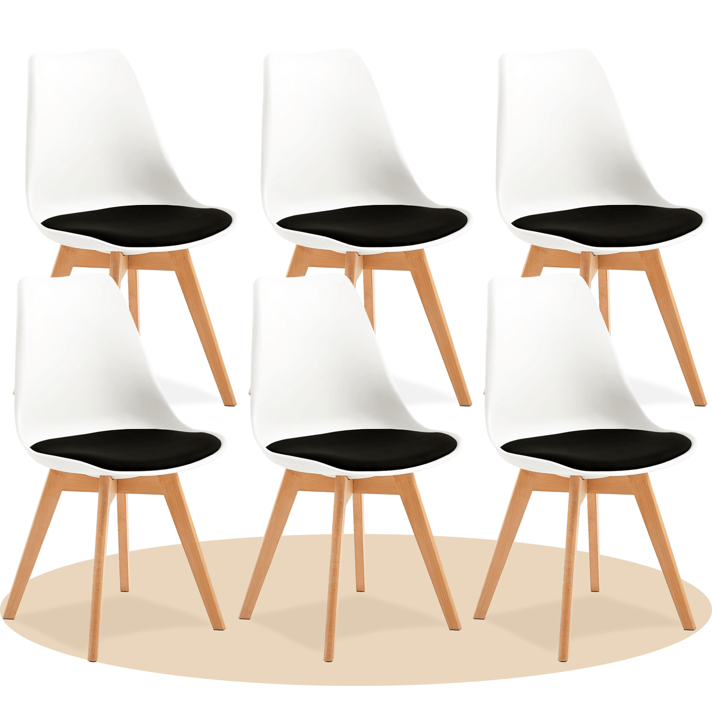 1/2/4/6 Unidad Sillas para Comedor, Sillas para Cocina con Asiento Blando, Tapizado y Patas Resistentes de Madera de Haya, Sillas Nórdicas