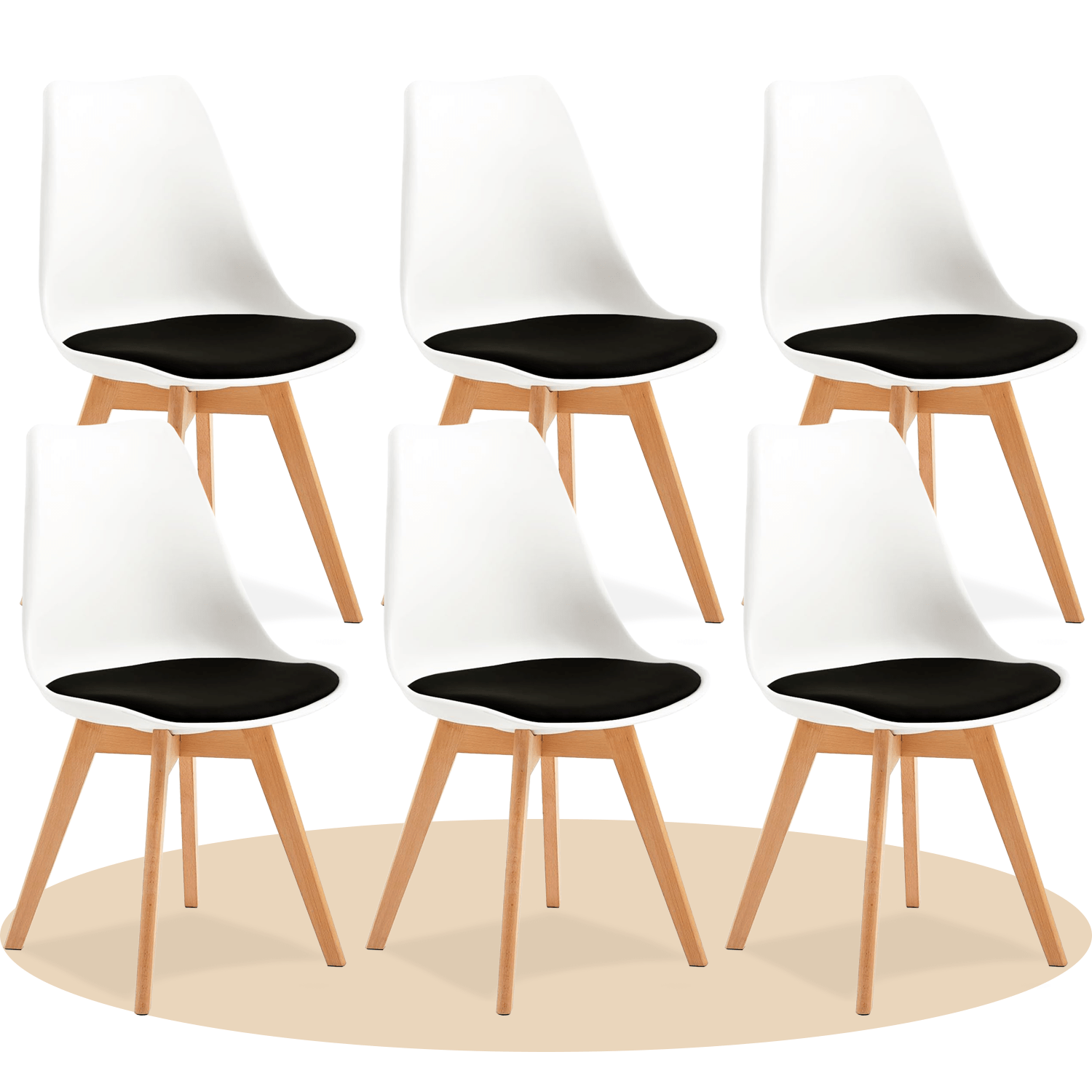 1/2/4/6 Unidad Sillas para Comedor, Sillas para Cocina con Asiento Blando, Tapizado y Patas Resistentes de Madera de Haya, Sillas Nórdicas