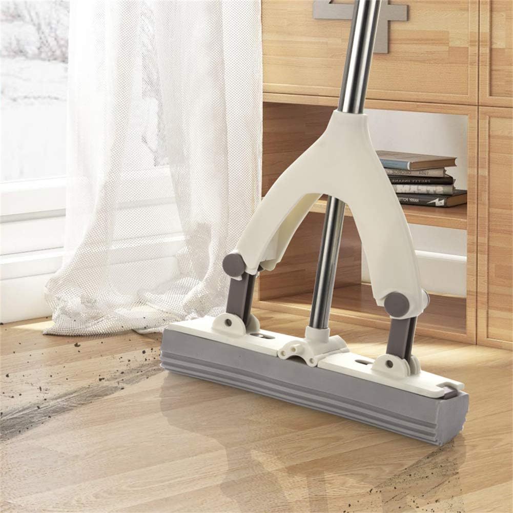 Mopa Esponja Autoescurrido, Fregona Mopa Esponja Autoescurrible para Limpiar Suelos, Paredes, Ventanas, Techos y Muebles. Cubo con Sistema de Lavado y Escurrido de Mopa, Limpia en Seco y Mojado, Fabricado en PP, Acero y Esponja de PVA