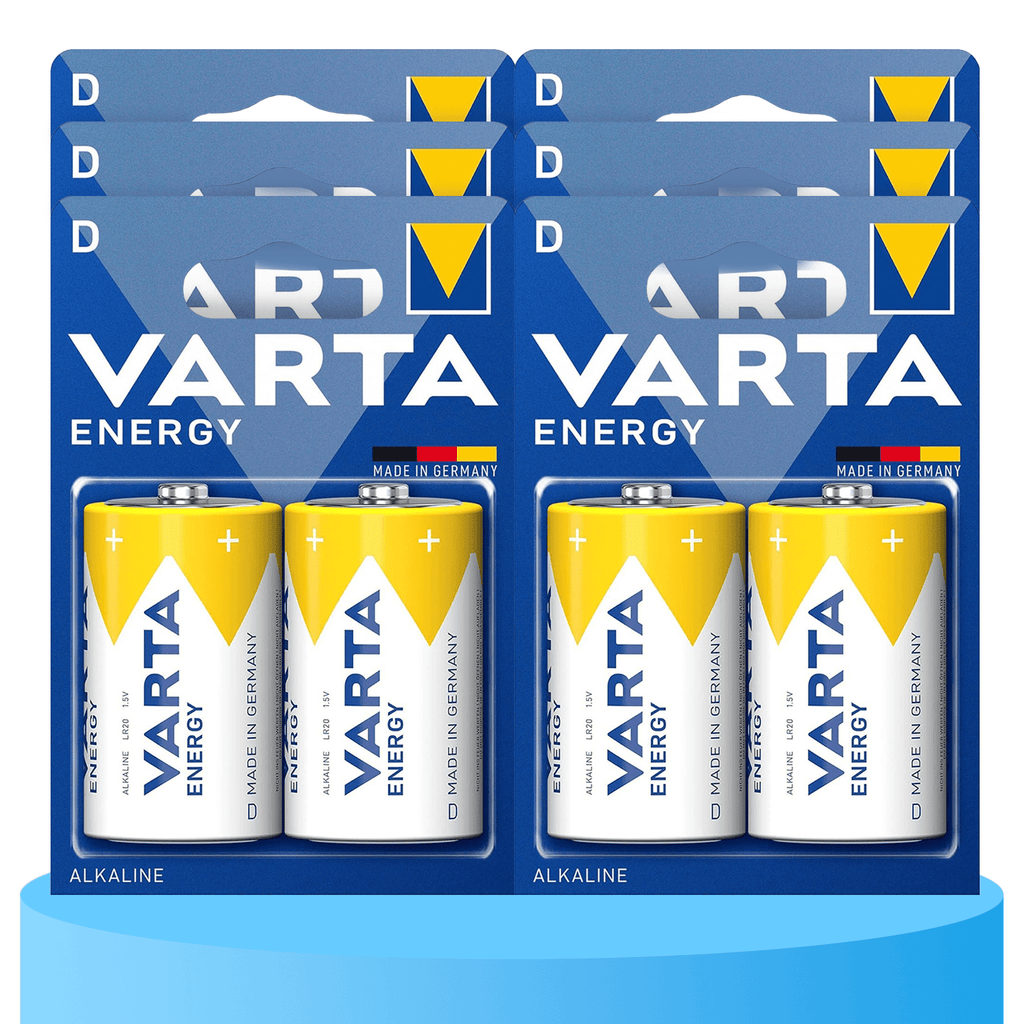 Pilas D Alcalinas de Alto Rendimiento, VARTA Energy, Larga Duración, Energía Potente y Continua, Ideal para Linternas de Alto Consumo, Radios Portátiles, Juguetes Grandes, Equipos de Sonido y Dispositivos Industriales - VARTA