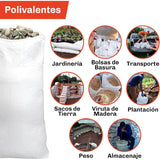 Sacos de Escombro, Sacos de Rafia, Bolsas de Polipropileno, Saco de Recogida Reforzada y Resistente, Reutilizable y Polivalente, Más de 25kg de Carga, Tamaño Grande 80 x 50 cm