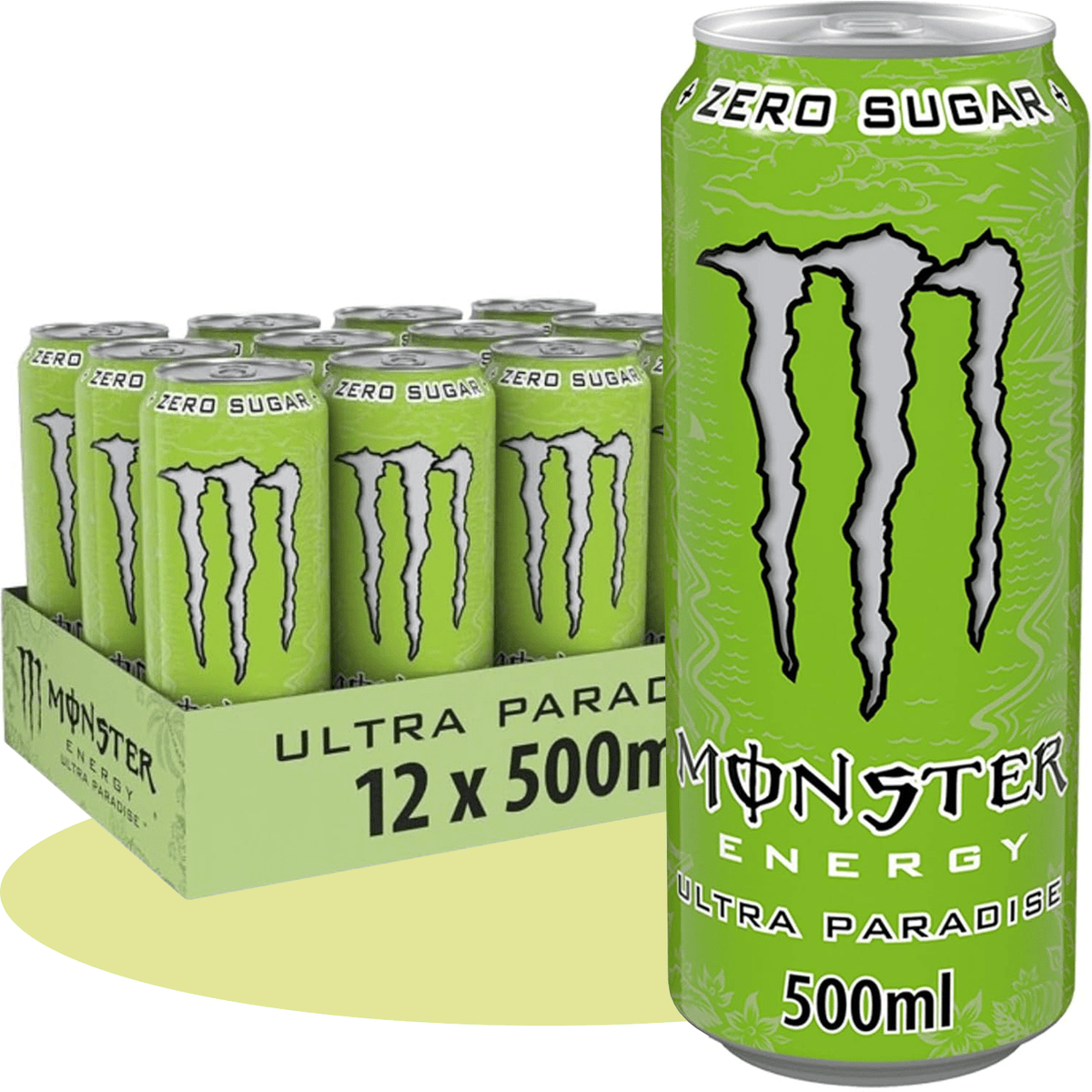 MONSTER ENERGY Ultra Paradise Bebida Energética Sabor Kiwi y Lima, Sin Azúcar, 12 Latas de 500ml